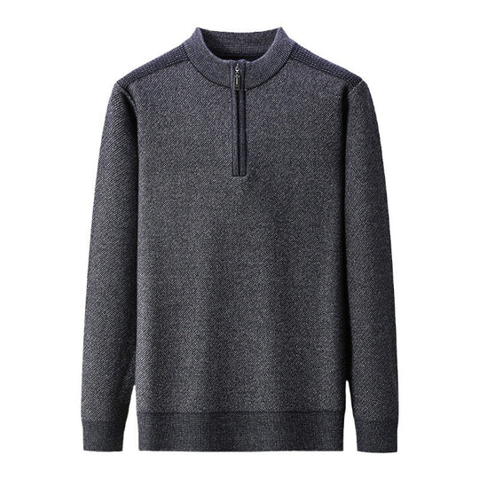 Herren Pullover mit halbem Reißverschluss und strukturiertem Design EB
