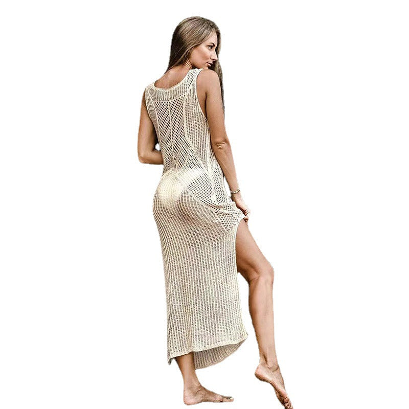 Damen gehäkeltes Maxikleid mit raffiniertem Schnitt EB
