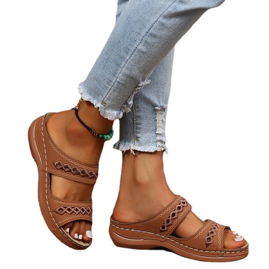 Damen komfortable Riemensandalen mit dekorativem Cut-Out Design EB