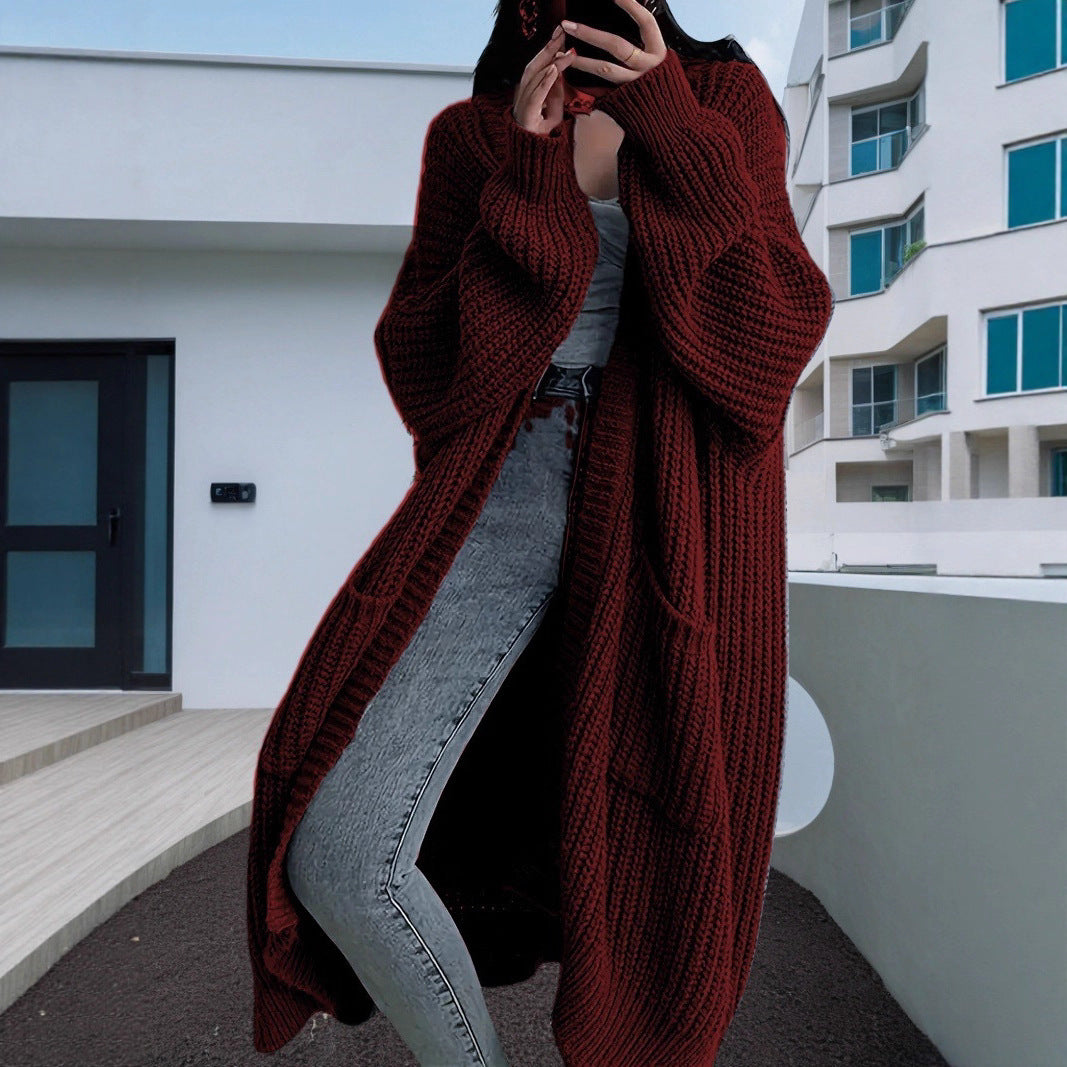 Damen Großer Strickcardigan mit lässiger Passform und großen Taschen EB