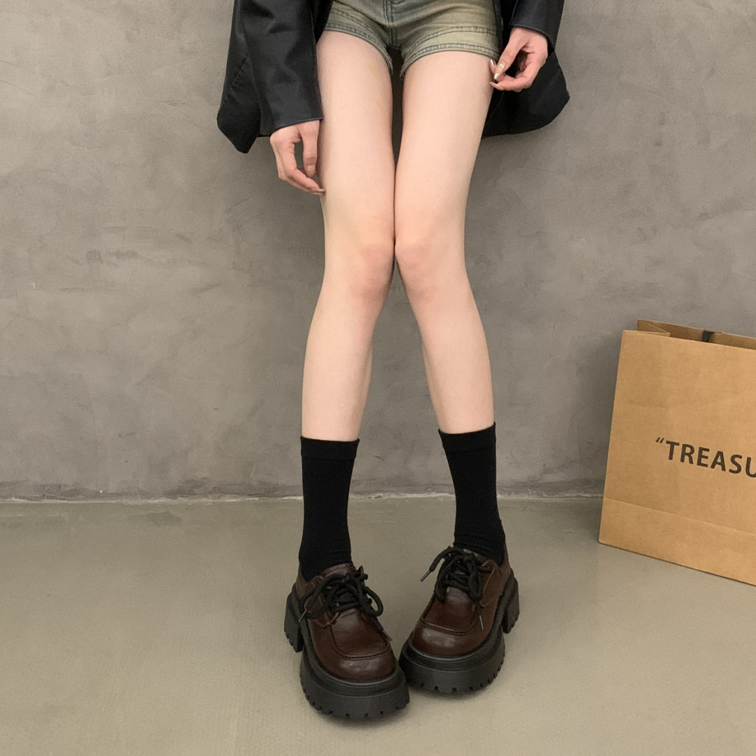 Damen Modische Chunky Sneakers mit rutschfester Sohle und breiten Schnürsenkeln EB