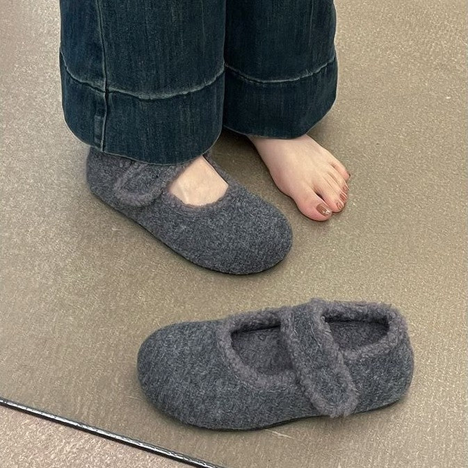 Damen Filz-Hausschuhe mit verstellbarem Riemen EB