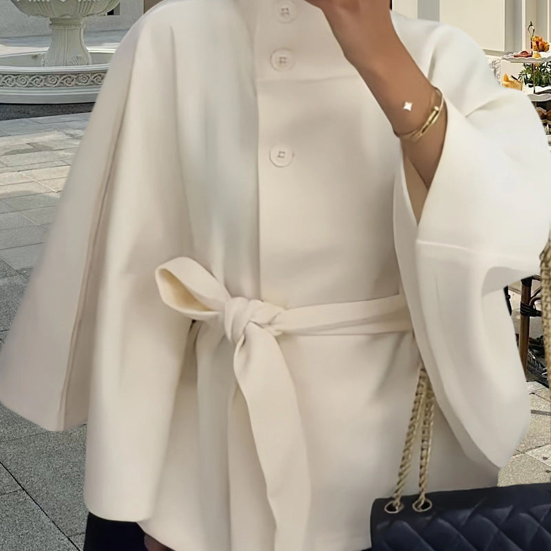 Damen elegante Überwurfjacke mit modernem Knopfdetail EB