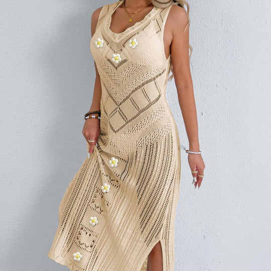 Damen Häkel-Kleid mit floralem Design EB