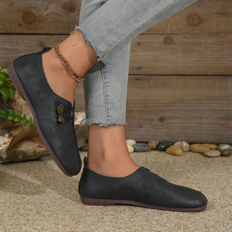 Damen Komfortable Mokassins mit dekorativem Riemchen-Design EB