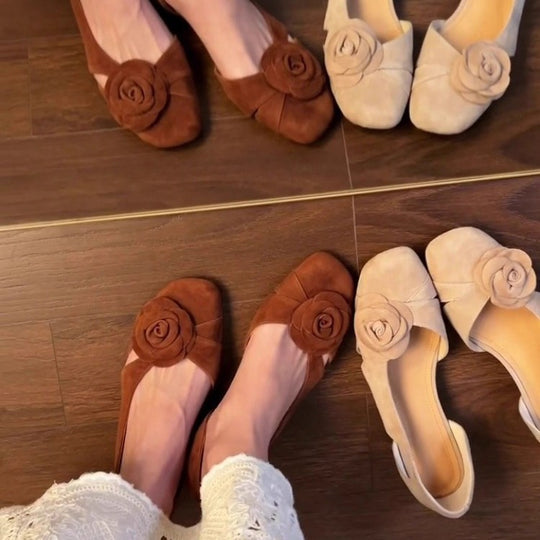 Damen Slingpumps mit eleganter Blumenapplikation und bequemer Sohle EB