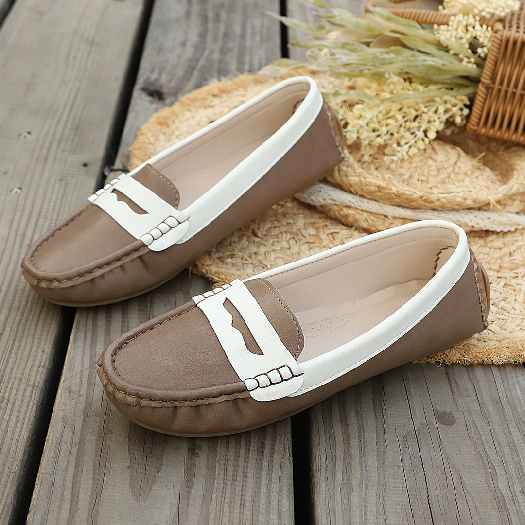 Damen Mokassin-Schuhe mit eleganter Lederverarbeitung EB