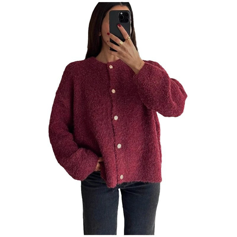 Damen Fluffiger Boucle-Pullover EB
