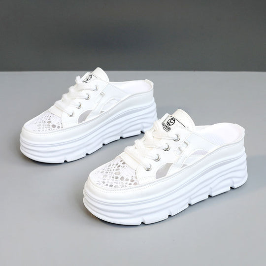 Damen Sportliche Plateausneakers mit atmungsaktivem Obermaterial und lässigem Schnitt EB