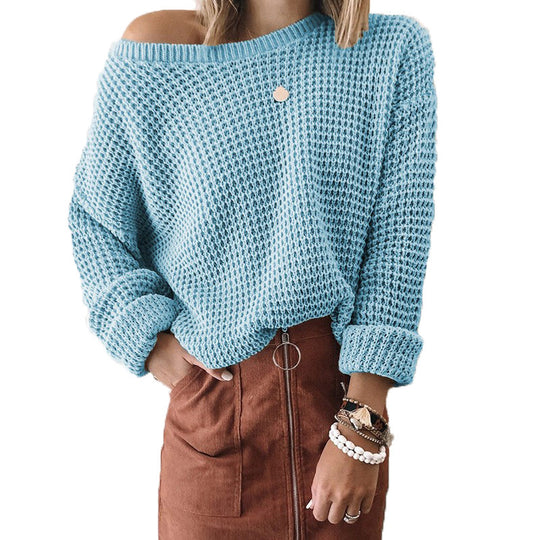 Damen Weites Strickoberteil mit Schneckenstruktur und weitem Ausschnitt EB