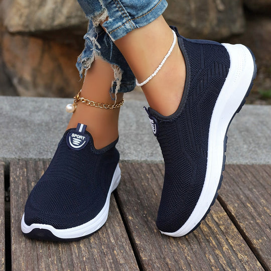 Damen Atmungsaktive Slip-On Sneakers mit elastischem Einsatz und dämpfender Sohle EB