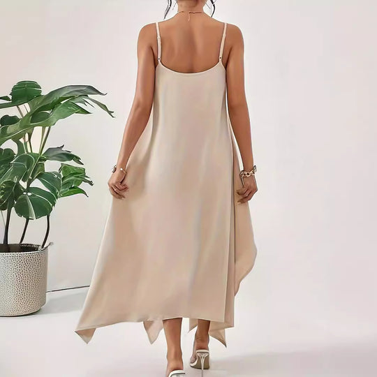 Damen Fließendes Maxikleid mit asymmetrischem Saum EB