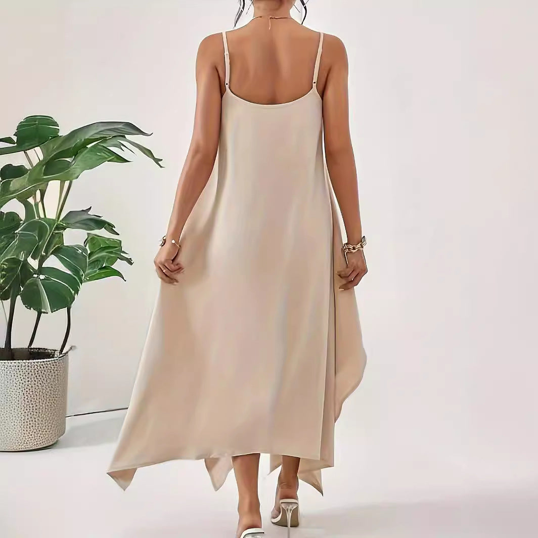 Damen Fließendes Maxikleid mit asymmetrischem Schnitt EB