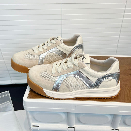 Damen Sportliche Sneakers mit atmungsaktivem Mesh und robustem Veloursleder EB