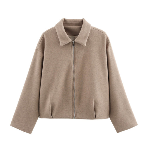 Damen sportliche Jacke mit hohem Kragen und Reißverschluss EB
