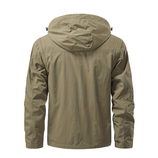 Herren nan multifunktionale Fieldjacke mit Kapuze und verstärkten Mehrfachtaschen wasserabweisendem Obermaterial und verstellbarem Saum EB