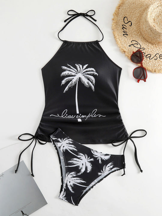 Damen trendiger Bikiniset mit Palmen-Motiv EB