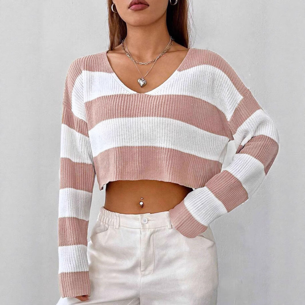 Damen Gemusterter Crop-Pullover EB
