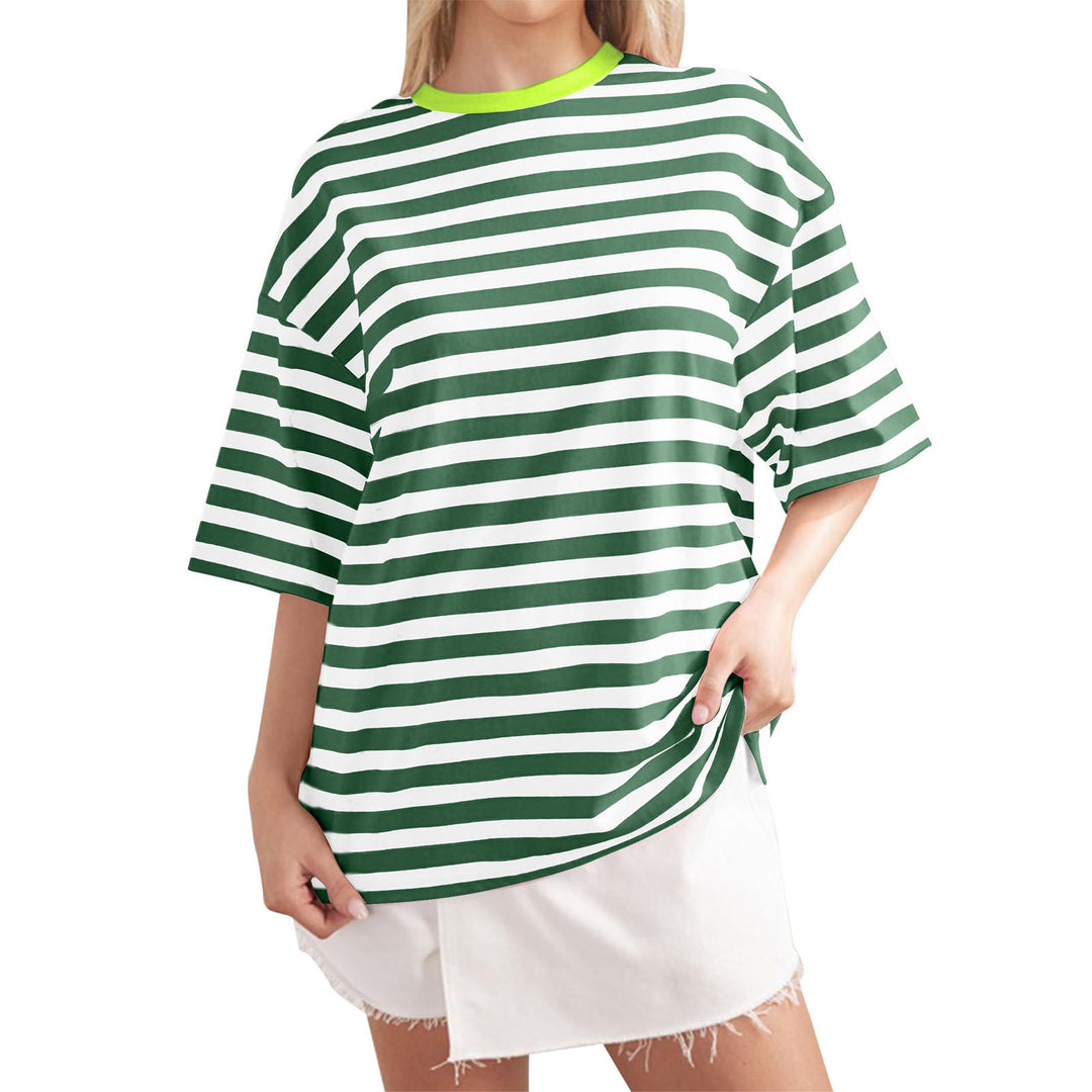 Damen Lässiges Oversized T-Shirt mit breiten Streifen EB