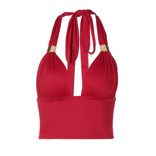 Damen Crop-Top mit tiefem V-Ausschnitt und eleganten Trägerdetails EB