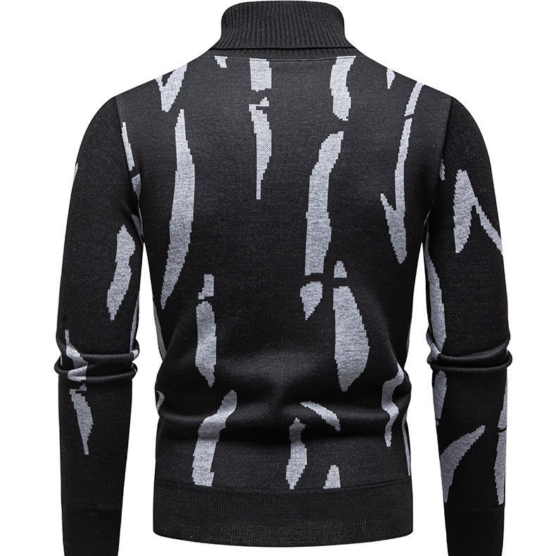 Herren modischer Rollkragenpullover mit auffälligem Muster EB