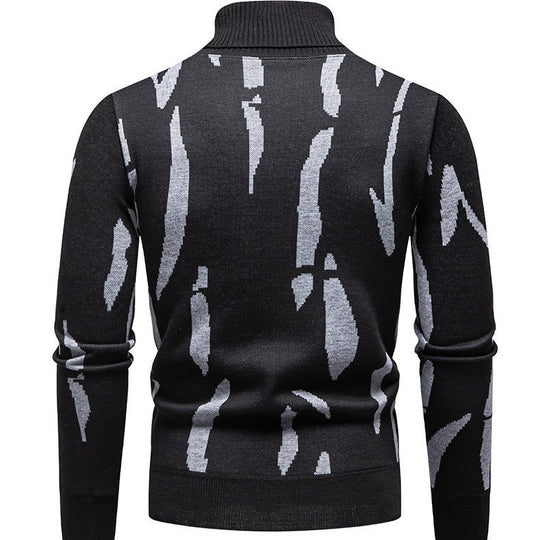 Herren modischer Rollkragenpullover mit auffälligem Muster EB