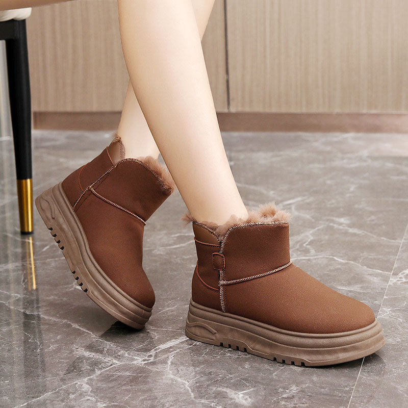 Damen warme Winterstiefel mit flauschigem Kunstfellrand und rutschfester Sohle EB