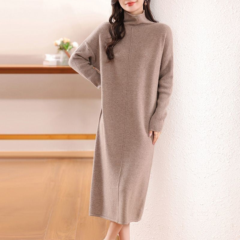 Damen Elegantes Strickkleid mit Rollkragen und Oversized-Schnitt EB