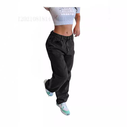 Damen nan relaxed-fit Baggy-Jeans mit hoher Taille und tiefem Schritt EB