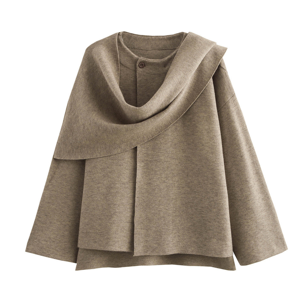 Damen asymmetrische ponchoartige Jacke aus weichem Material EB