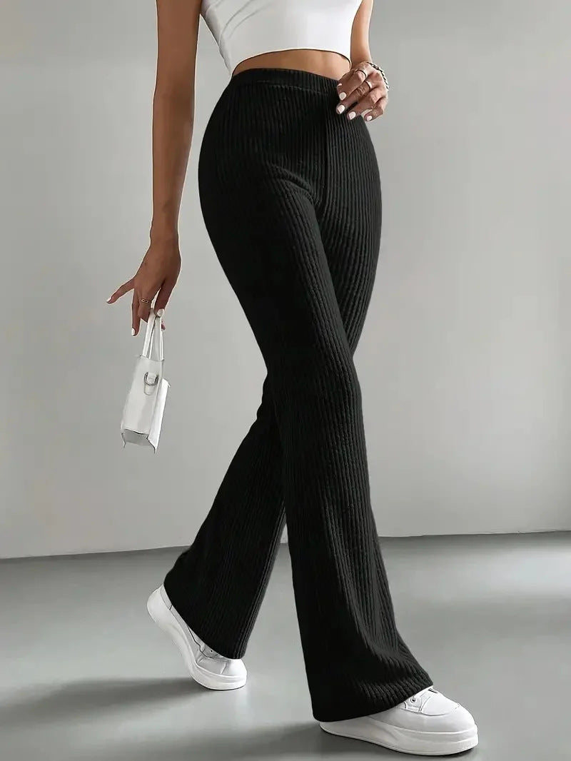 Damen Wide-Leg Ribbed-Hose EB