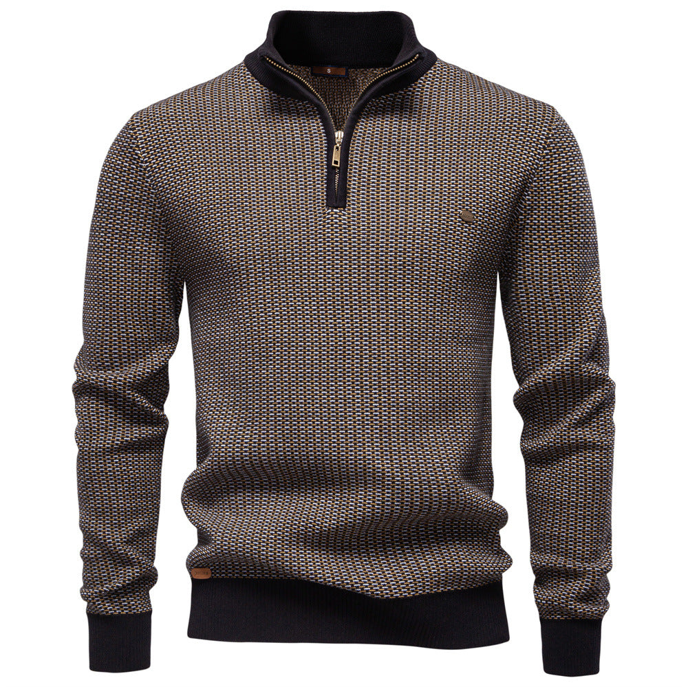 Herren Strickpullover mit modernem Zipper und strukturiertem Design EB