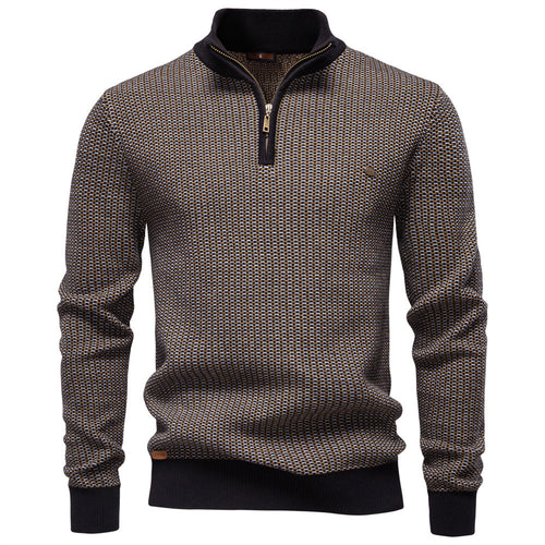 Herren Strickpullover mit modernem Zipper und strukturiertem Design EB
