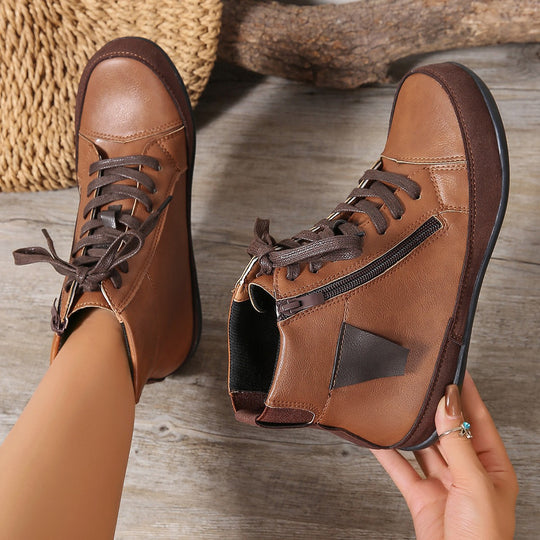 Damen  hochgeschnittene Freizeit-Sneaker-Stiefelette mit seitlichem Reißverschluss gepolstertem Fußbett und rutschfester Gummisohle EB