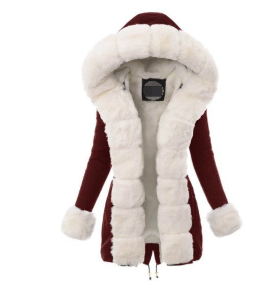 Damen Fleecejacke mit luxuriösem Kunstpelzkragen EB
