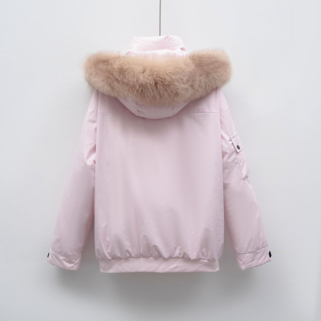 Damen Winterjacke mit großem Kunstfellkragen und funktionalen Taschen EB