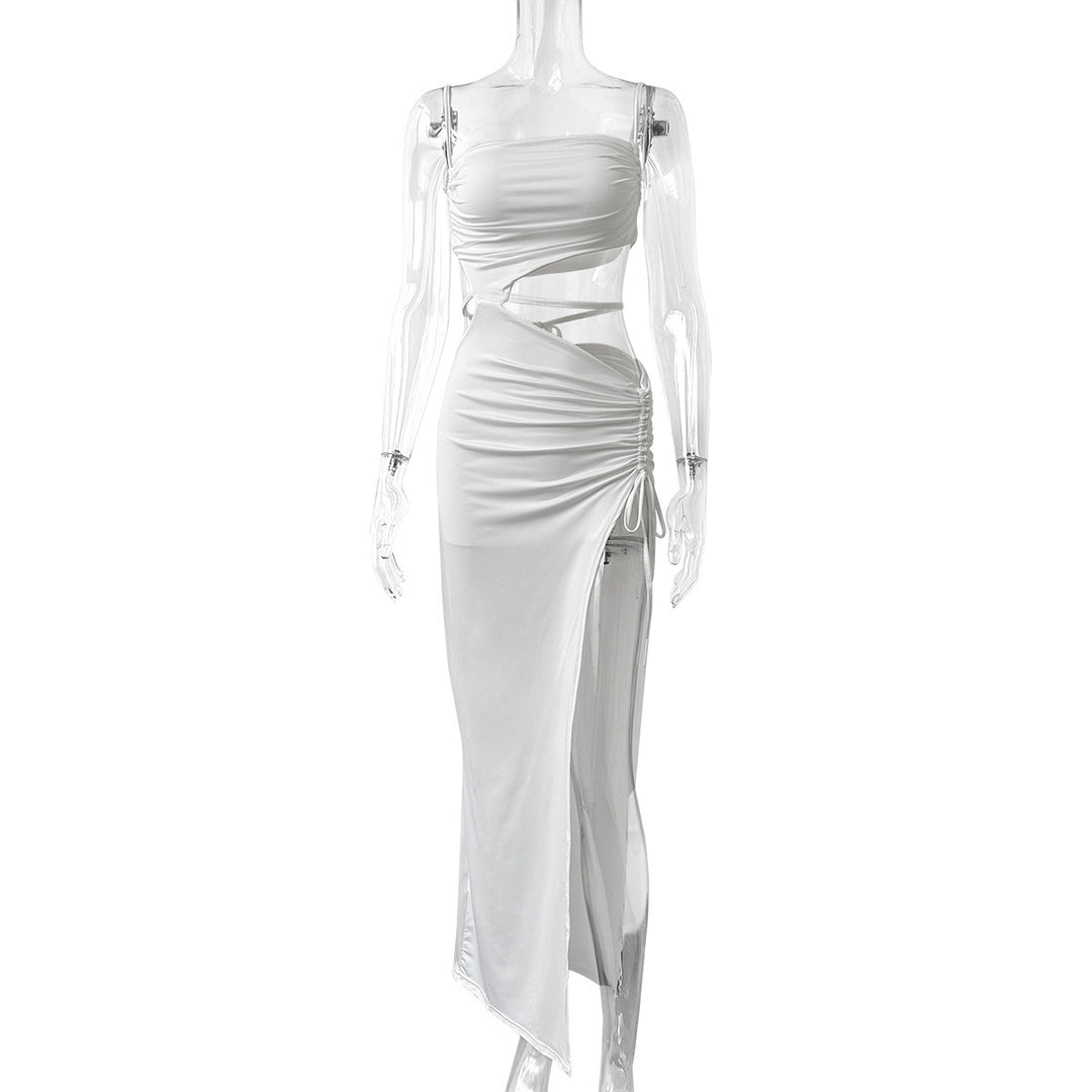 Damen Set mit Cropped Top und Maxirock mit Raffung EB