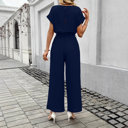 Damen Eleganter Jumpsuit mit Taillengürtel EB