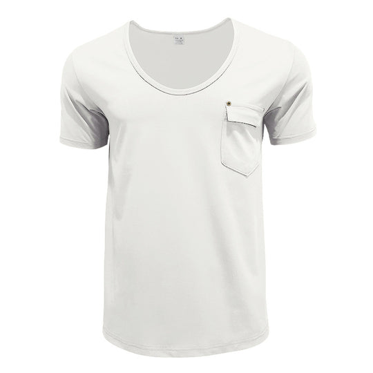 Herren hochwertiges V-Ausschnitt T-Shirt mit praktischer Brusttasche EB