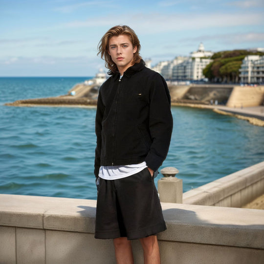 Herren moderne Freizeitjacke mit strukturiertem Design EB