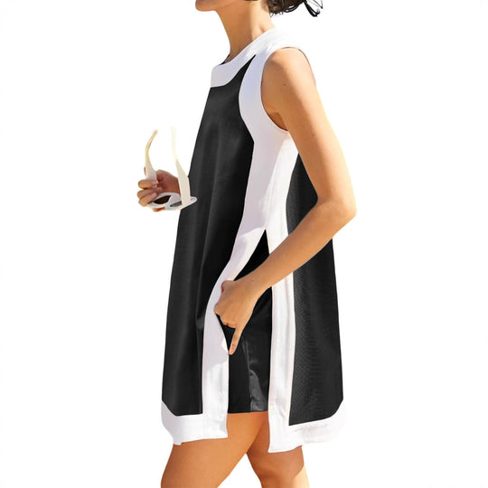 Damen lässiges Strandkleid mit praktischen Taschen EB