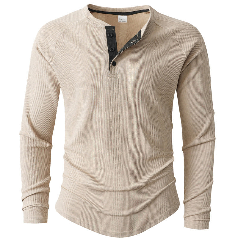 Herren Langarm Henley-Shirt mit strukturierter Oberfläche EB