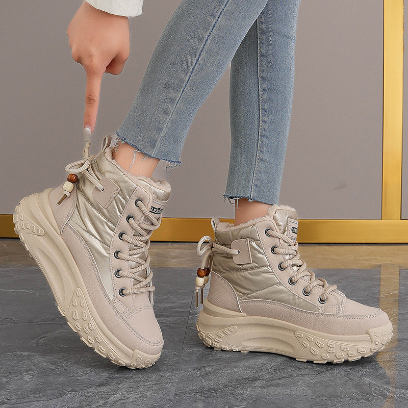 Damen modische hohe Sneakers mit isolierendem Futter und rutschfester Sohle EB