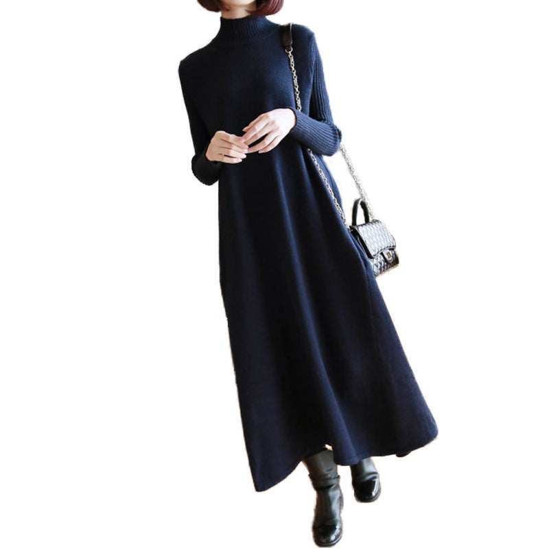 Damen Strickkleid mit elegantem Rollkragen und angesagtem A-Linien-Schnitt EB
