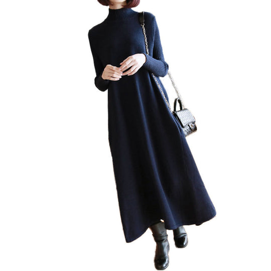 Damen Strickkleid mit elegantem Rollkragen und angesagtem A-Linien-Schnitt EB