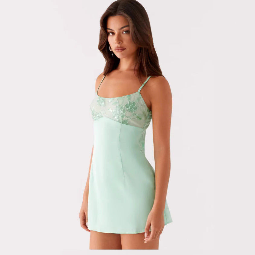 Damen Sexy Minimode mit floralen Spitzenakzenten EB