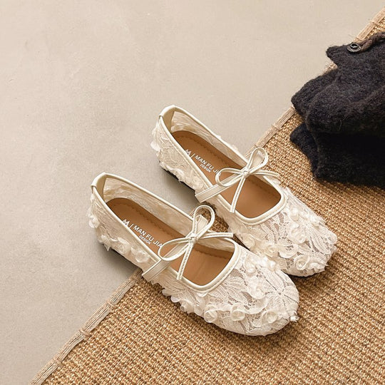 Damen Ballerinas mit floralem Spitzen-Design EB