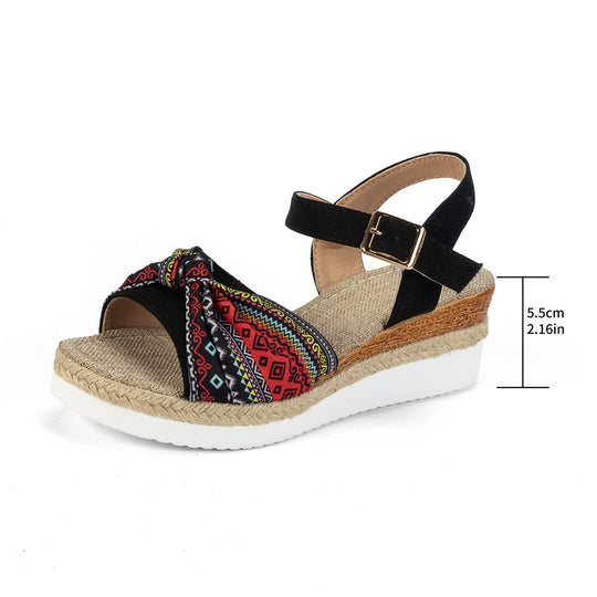 Damen Plateau-Sandalen mit modischem Riemendesign und komfortablem Fußbett EB