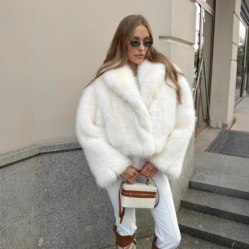 Damen Oversized Kunstfelljacke EB