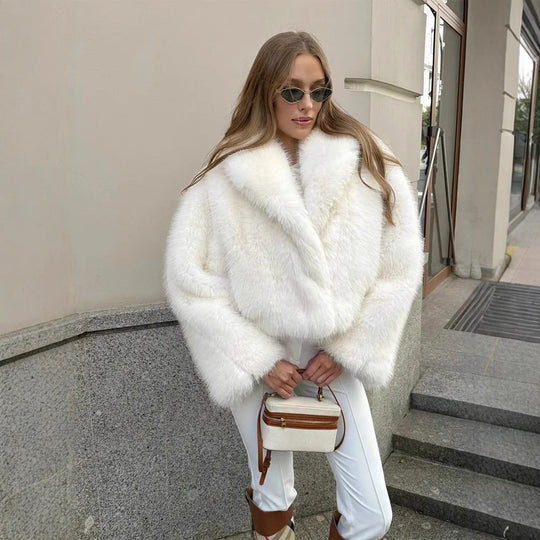 Damen Oversized Kunstfelljacke EB